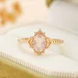 Bague Quartz Rose Floraison – Argent Plaqué Or pour Harmonie - Biloria