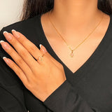Bague Quartz Rose Goutte Étoilée Argent Plaqué Or 9K - Biloria