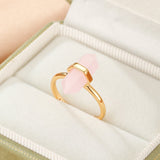 Bague Quartz Rose Pointe Cristal – Argent Plaqué Or 10K - Biloria