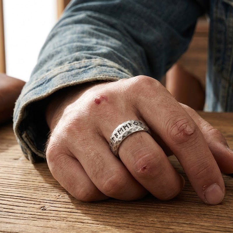 Bague Runes Nordiques Futhark – Acier Inoxydable - Biloria