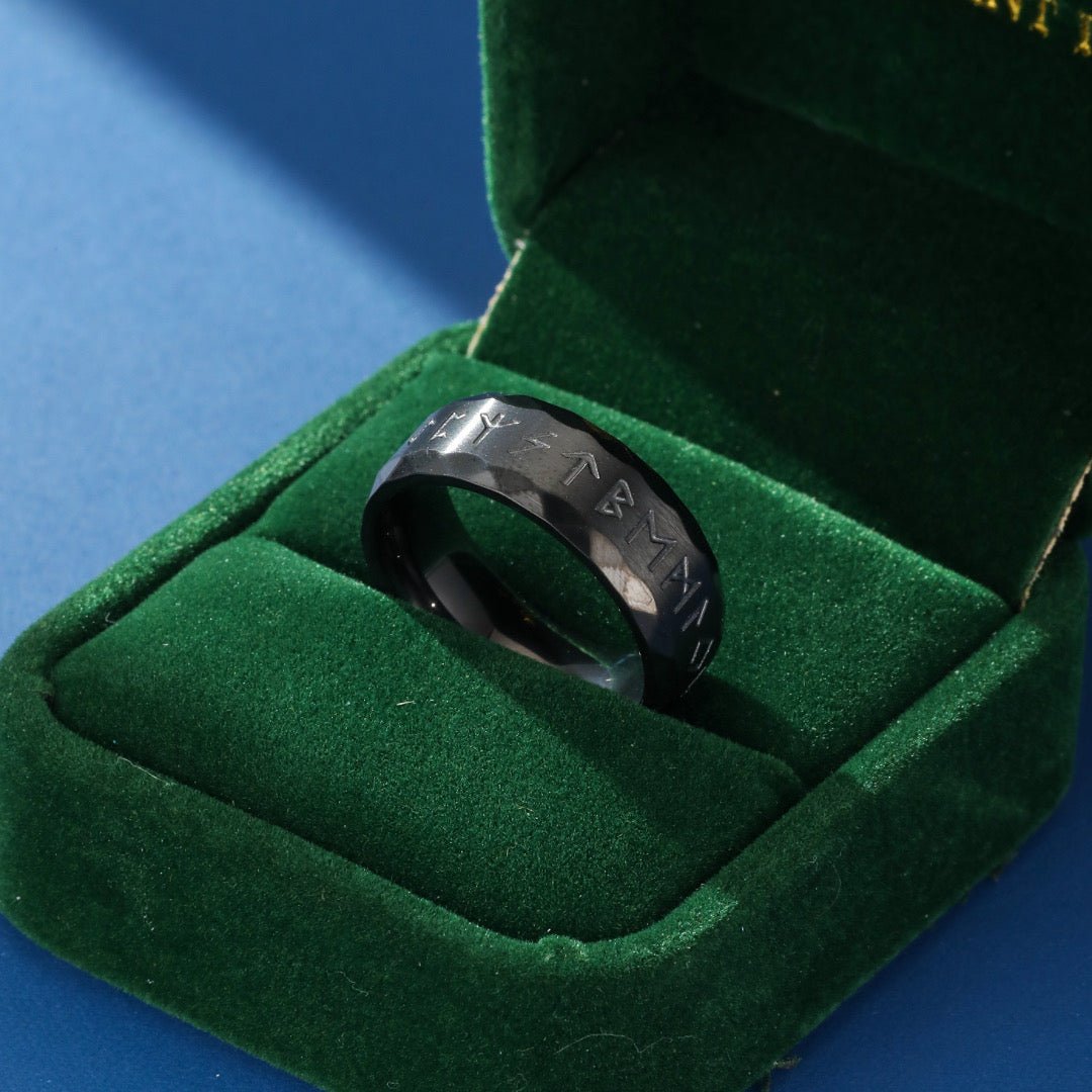 Bague Runes Nordiques Futhark – Acier Inoxydable - Biloria