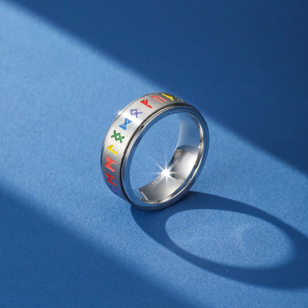 Bague Runique Rotative Ægishjálmur Équilibre et Protection - Biloria