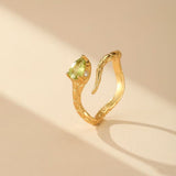 Bague Serpent Aura Divine - Argent Plaqué Or et Pierre Naturelle - Biloria
