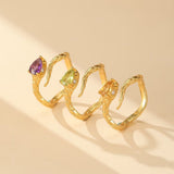 Bague Serpent Aura Divine - Argent Plaqué Or et Pierre Naturelle - Biloria