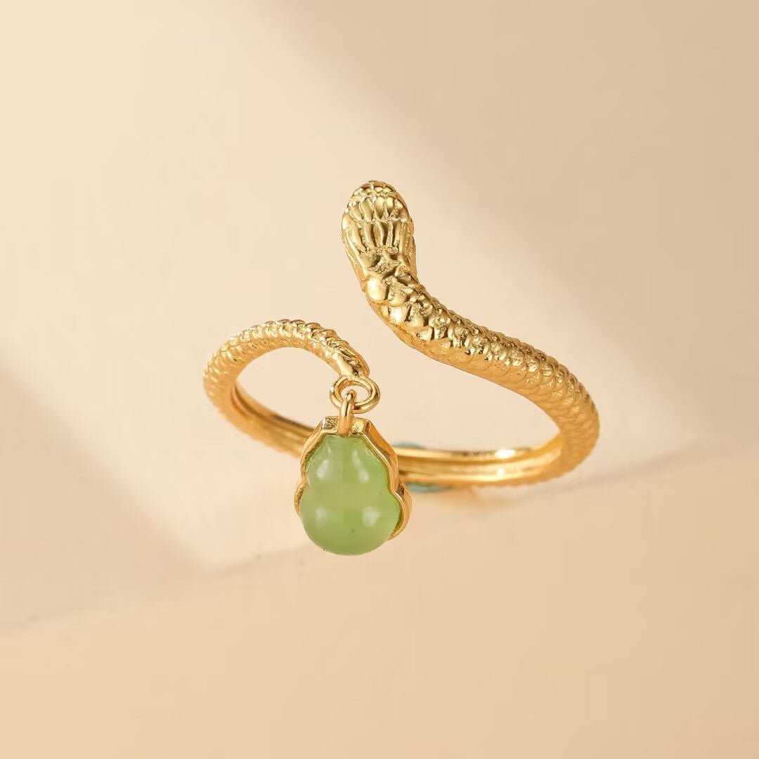 Bague Serpent Jade Bijou Bureau Tendance - Biloria