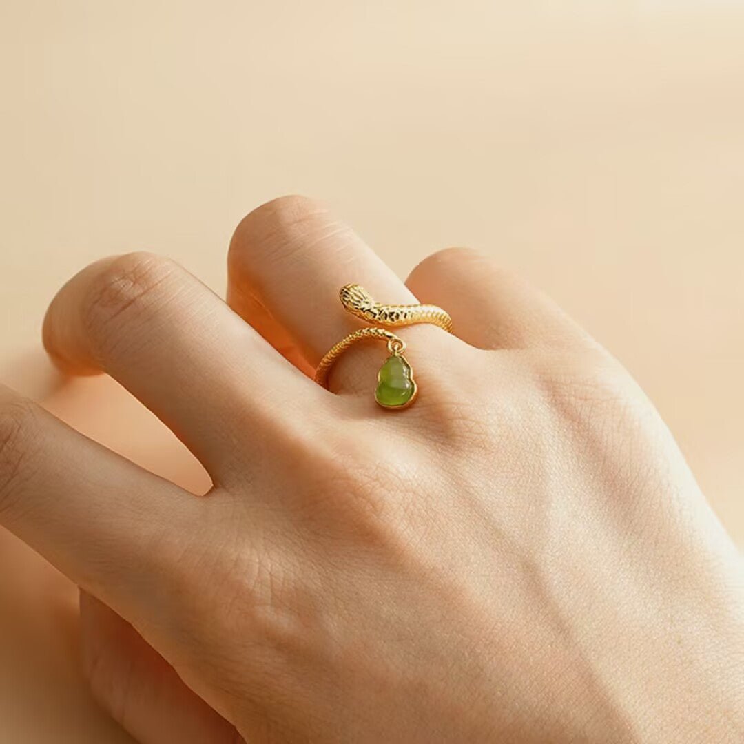 Bague Serpent Jade Bijou Bureau Tendance - Biloria