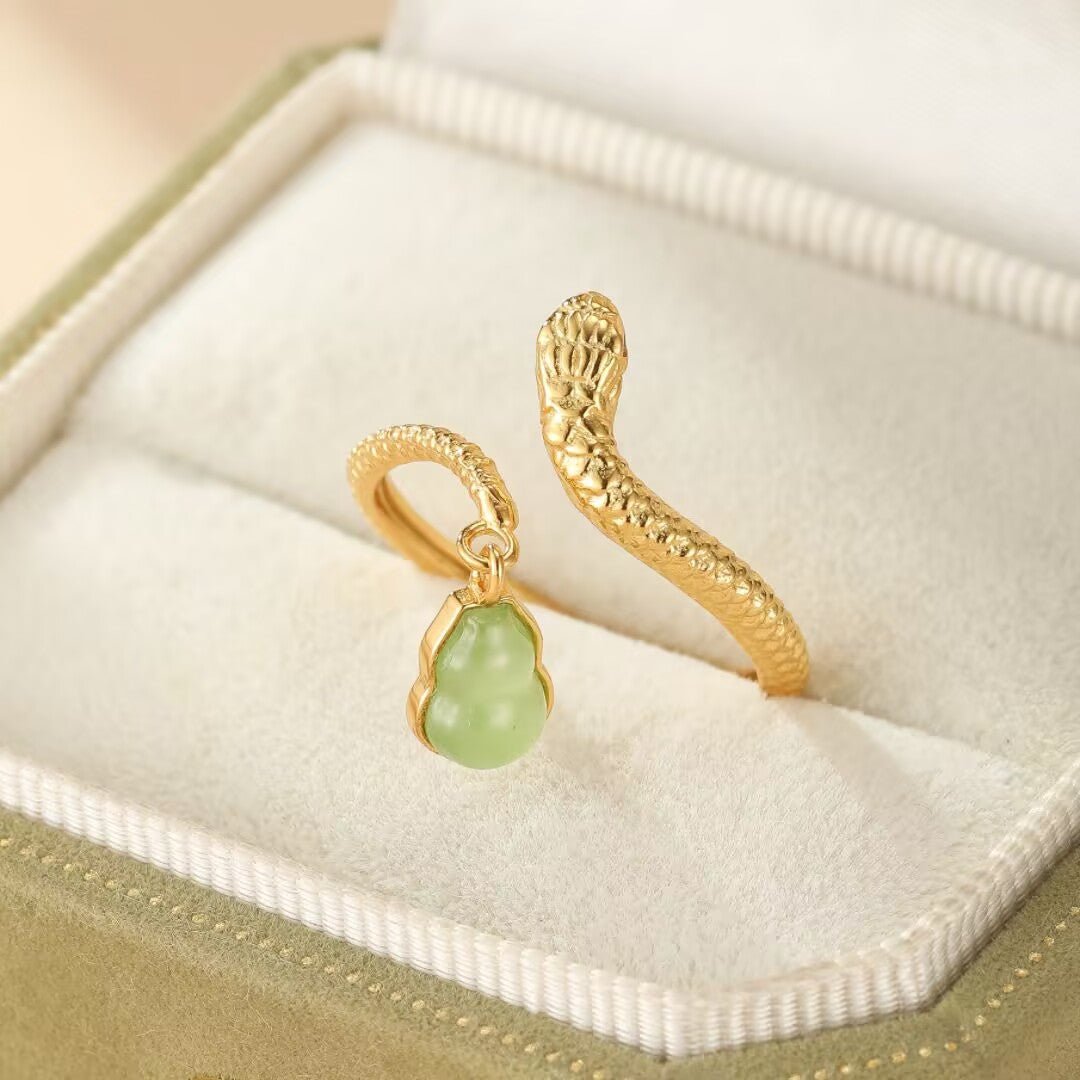 Bague Serpent Jade Bijou Bureau Tendance - Biloria