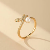 Bague Serpent Perle Chant Opalin – Bijou Symbolique Argent Plaqué Or - Biloria