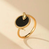 Bague Serpent Royal en Argent Plaqué Or avec Onyx - Bijou Cadeau - Biloria