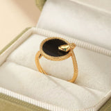Bague Serpent Royal en Argent Plaqué Or avec Onyx - Bijou Cadeau - Biloria
