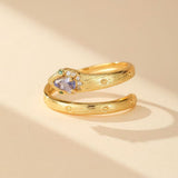Bague Serpent Tanzanite Ajustable – Argent Plaqué Or - Biloria