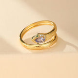 Bague Serpent Tanzanite Ajustable – Argent Plaqué Or - Biloria