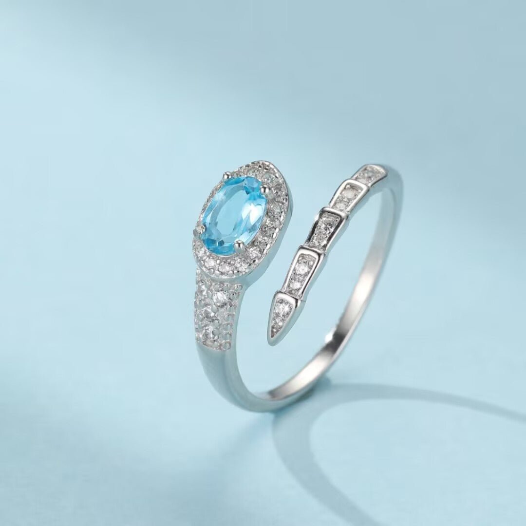 Bague Serpent Topaze Bleue Argent 925 Bijou Mystique - Biloria