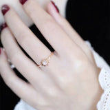 Bague Soleil Quartz Clair Argent Plaqué Or Ajustable - Biloria