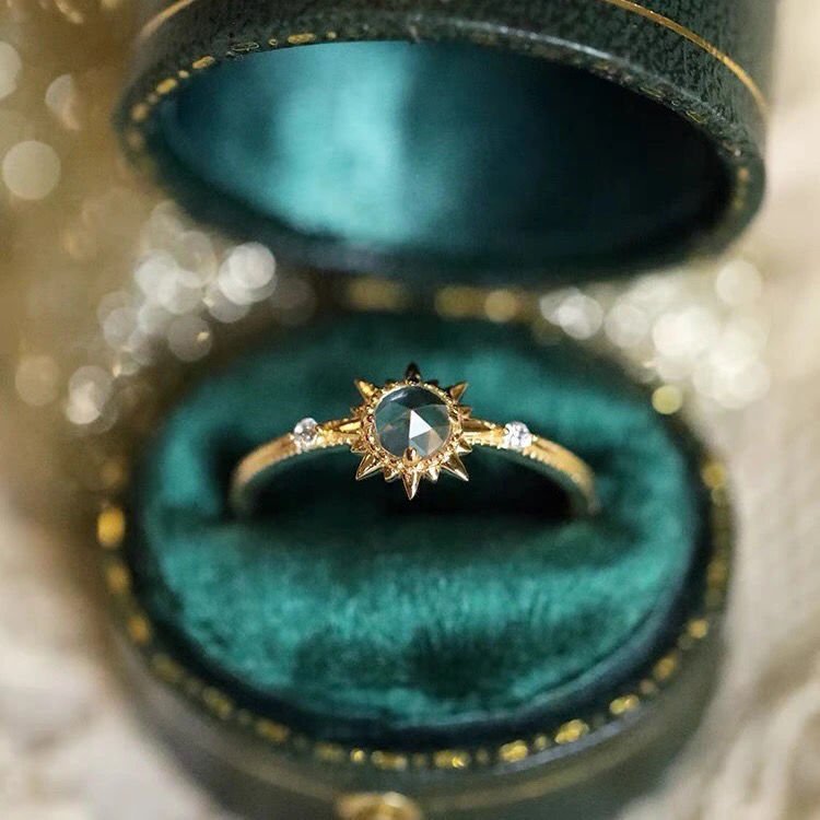 Bague Soleil Quartz Clair Argent Plaqué Or Ajustable - Biloria
