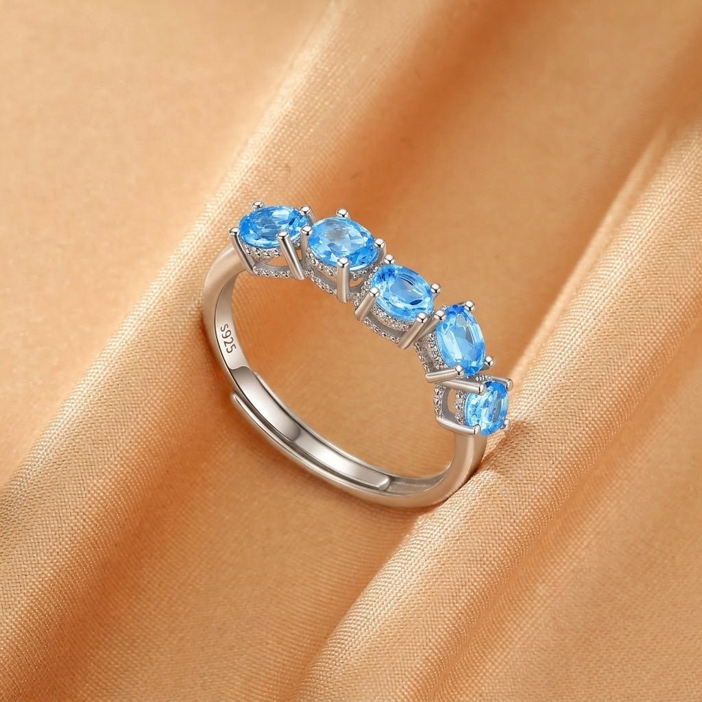 Bague Topaze Ajustable Argent S925 - Bien-être Émotionnel - Biloria