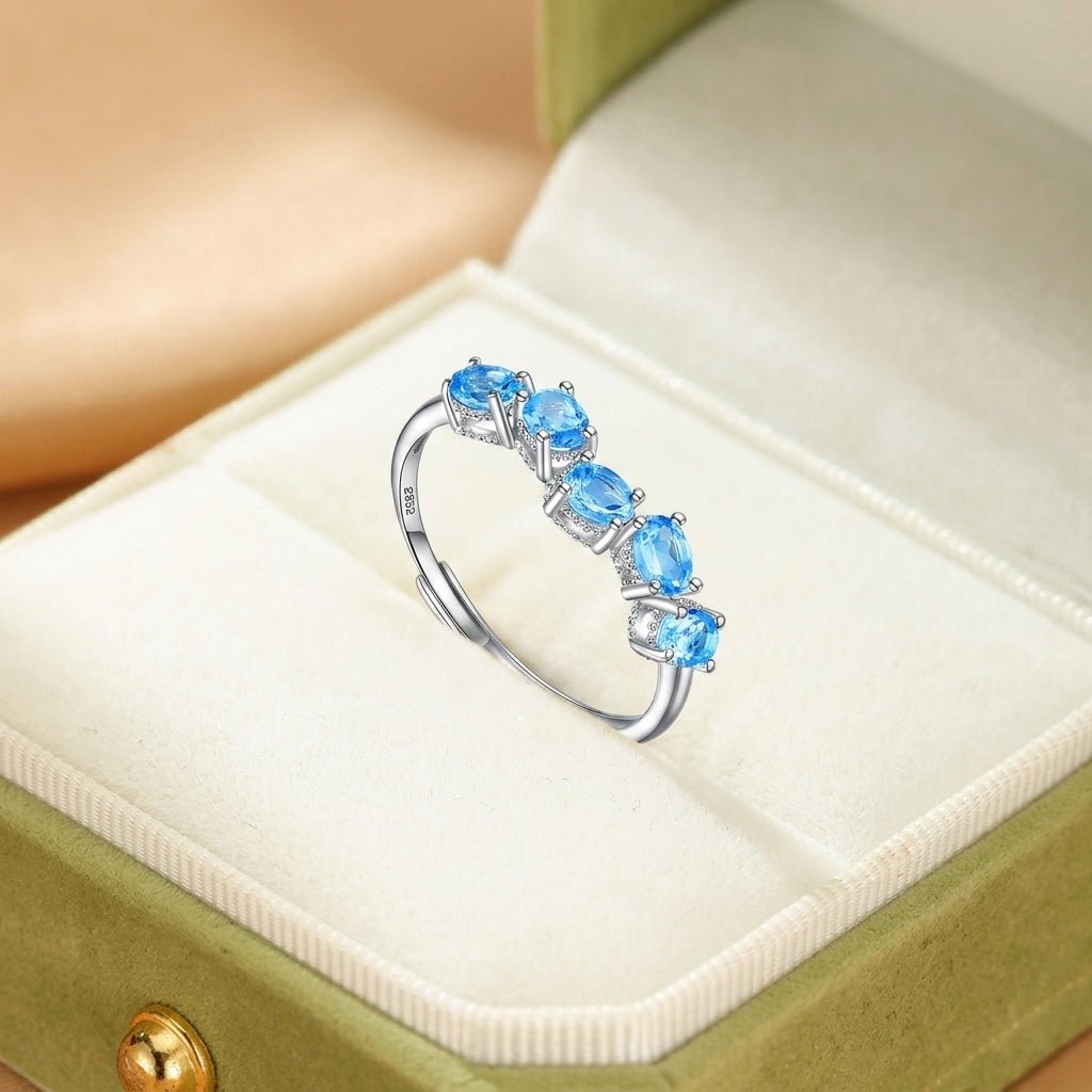 Bague Topaze Ajustable Argent S925 - Bien-être Émotionnel - Biloria