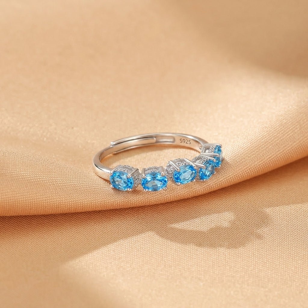 Bague Topaze Ajustable Argent S925 - Bien-être Émotionnel - Biloria