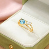 Bague Topaze avec Zircon, Argent Plaqué Or – Bijou Ajustable - Biloria