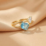 Bague Topaze avec Zircon, Argent Plaqué Or – Bijou Ajustable - Biloria
