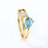 Bague Topaze avec Zircon, Argent Plaqué Or – Bijou Ajustable - Biloria