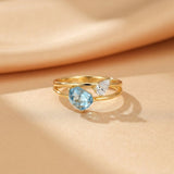 Bague Topaze avec Zircon, Argent Plaqué Or – Bijou Ajustable - Biloria
