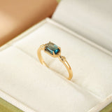 Bague Topaze Bleue Ajustable Argent Plaqué Or - Biloria