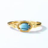 Bague Topaze Bleue Ajustable Argent Plaqué Or - Biloria