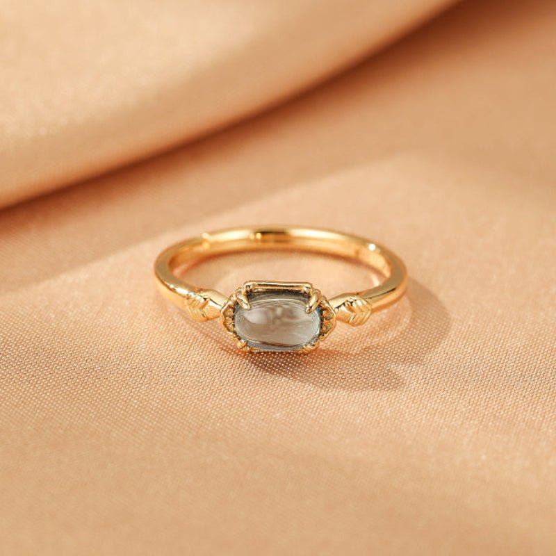 Bague Topaze Bleue Ajustable Argent Plaqué Or - Biloria