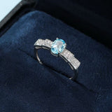 Bague Topaze Bleue Argent 925 Ajustable Fait Main - Biloria