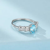 Bague Topaze Bleue Argent 925 Ajustable Fait Main - Biloria