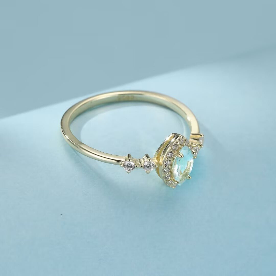 Bague Topaze Bleue Argent 925 – Bijou Cadeau pour Femme - Biloria