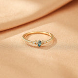 Bague Topaze Bleue Argent Plaqué Or – Bijou Fin pour Méditation - Biloria