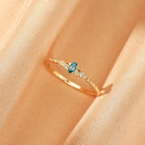 Bague Topaze Bleue Argent Plaqué Or – Bijou Fin pour Méditation - Biloria