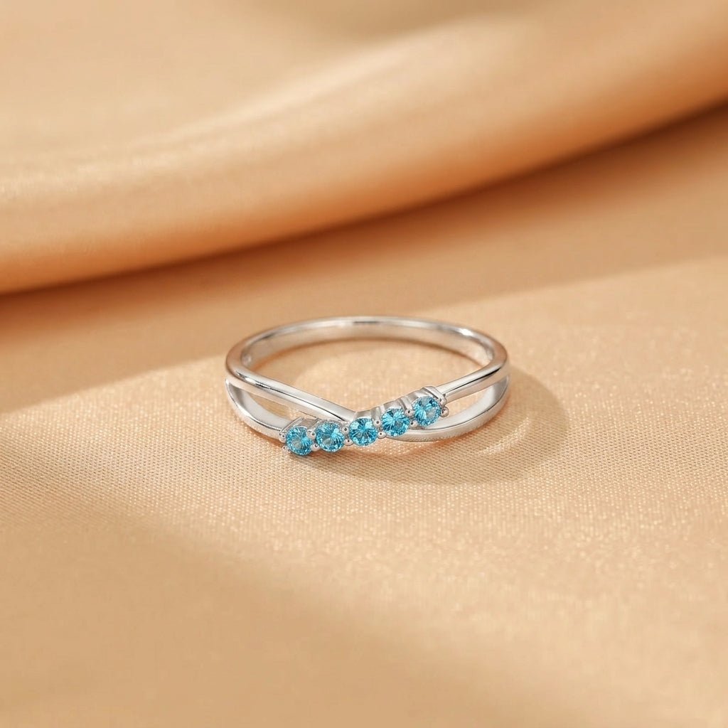 Bague Topaze Onde Scintillante en Argent S925 – Bijou de Sérénité - Biloria