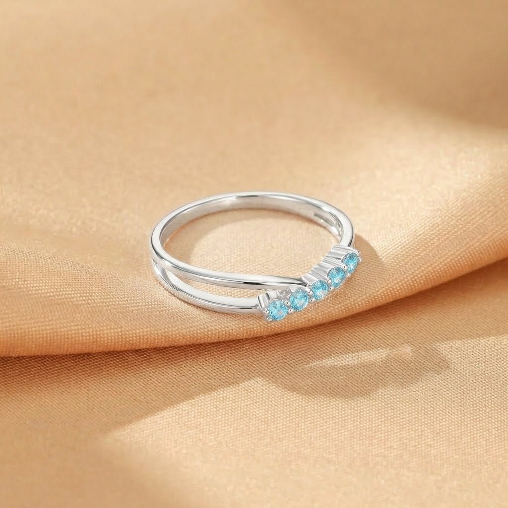 Bague Topaze Onde Scintillante en Argent S925 – Bijou de Sérénité - Biloria