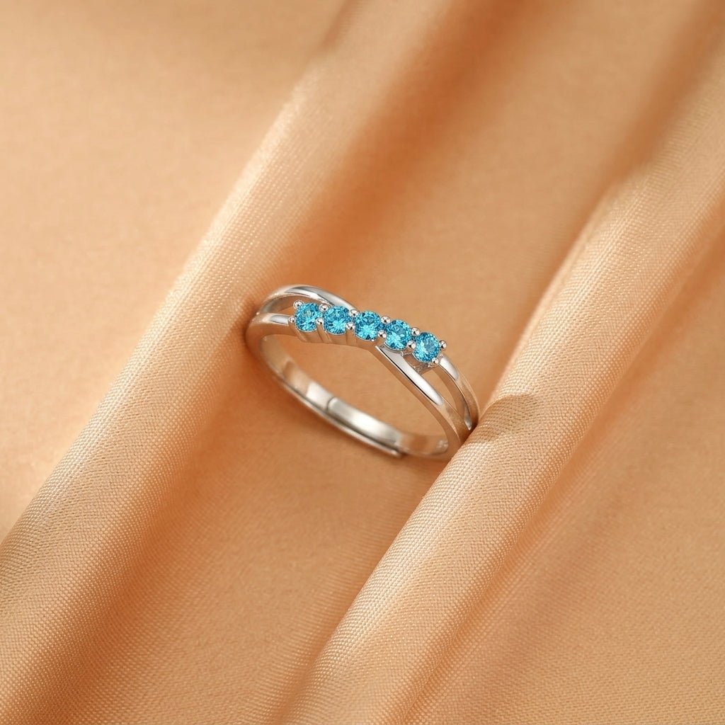 Bague Topaze Onde Scintillante en Argent S925 – Bijou de Sérénité - Biloria