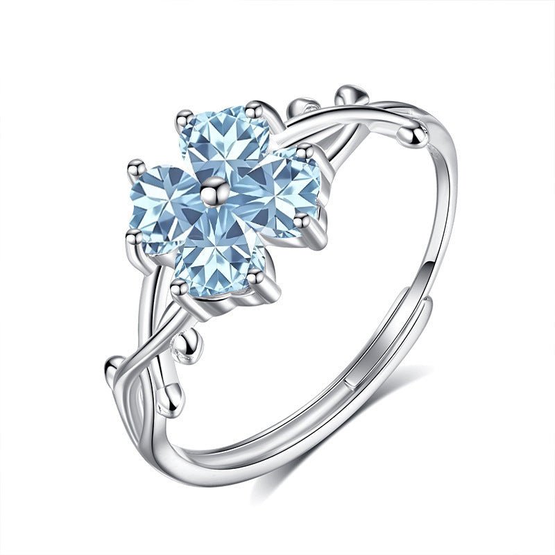 Bague Topaze Trèfle Céleste en Argent 925 Ajustable - Biloria