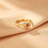 Bague Tourmaline Rose Cœur Lumineux – Argent Plaqué Or 18K Ajustable - Biloria