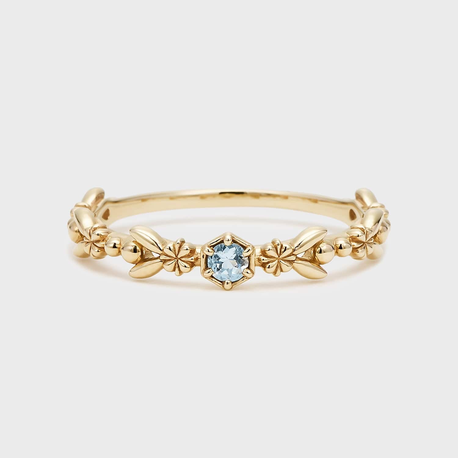 Bague Trio Aigue Marine Perle Zircon Sérénité - Biloria