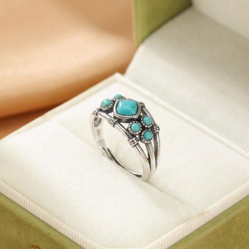 Bague Turquoise Ajustable Argent 925 - Cadeau Femme - Biloria