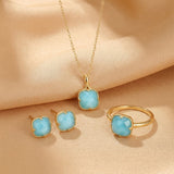 Bague Turquoise Argent Plaqué Or Protection Féminine Feng Shui - Biloria