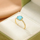 Bague Turquoise Argent Plaqué Or Protection Féminine Feng Shui - Biloria