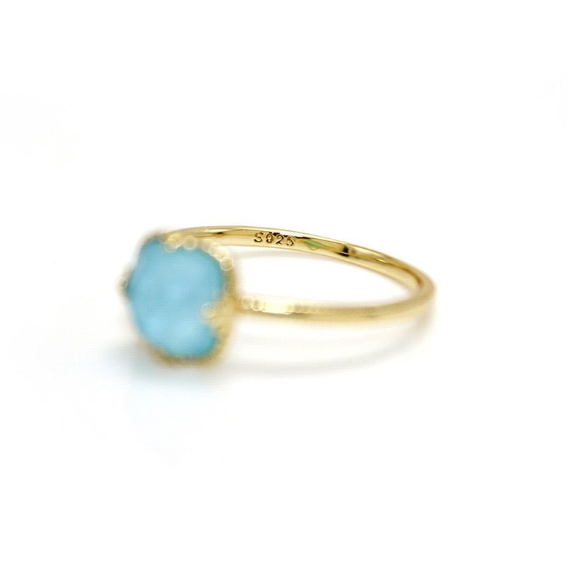 Bague Turquoise Argent Plaqué Or Protection Féminine Feng Shui - Biloria
