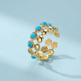 Bague Turquoise Plaqué Or 18K – Ajustable et Protectrice - Biloria