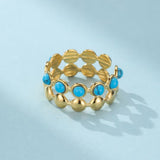 Bague Turquoise Plaqué Or 18K – Ajustable et Protectrice - Biloria