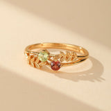 Bague Vigne Éternelle Grenat Péridot Argent Plaqué Or Ajustable - Biloria