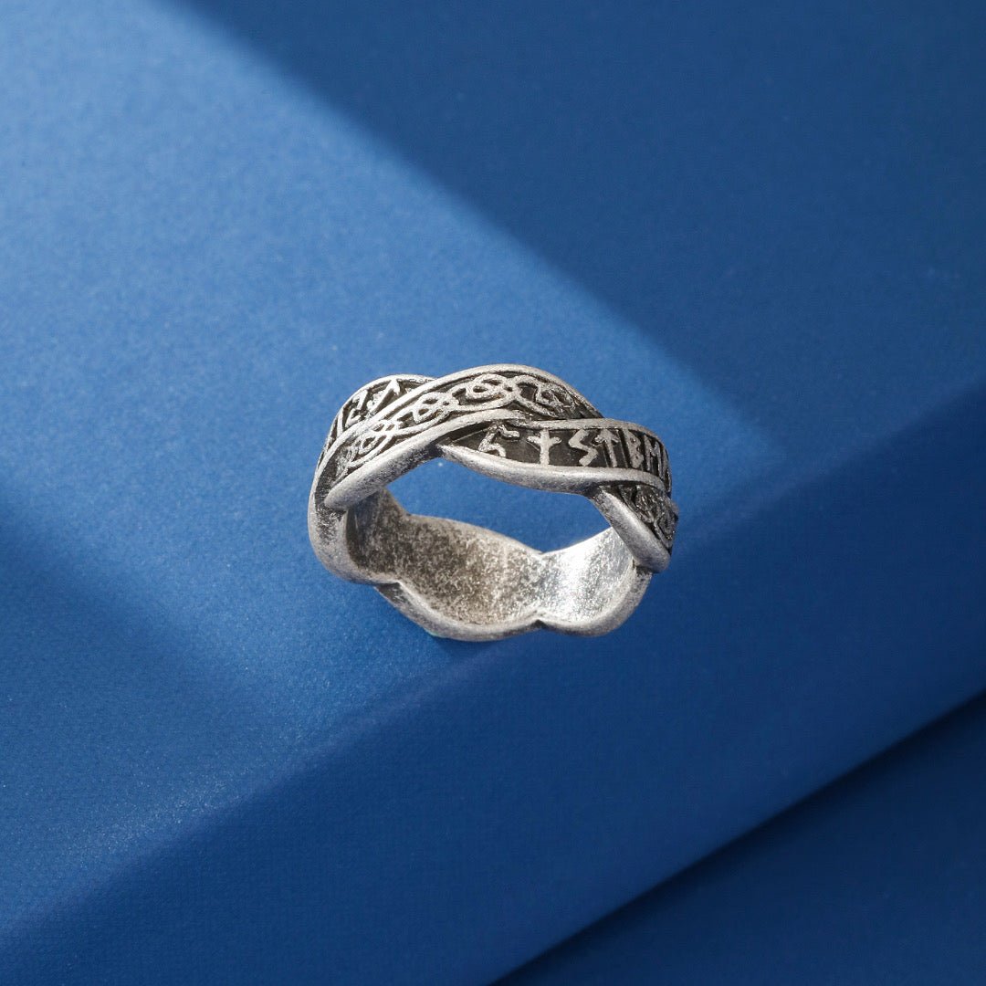 Bague Viking Double Bande Entrelacée – Runes et Symbolisme Nordique - Biloria