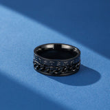 Bague Viking Noire avec Runes et Chaîne Mobile - Biloria