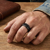 Bague Viking Noire avec Runes et Chaîne Mobile - Biloria